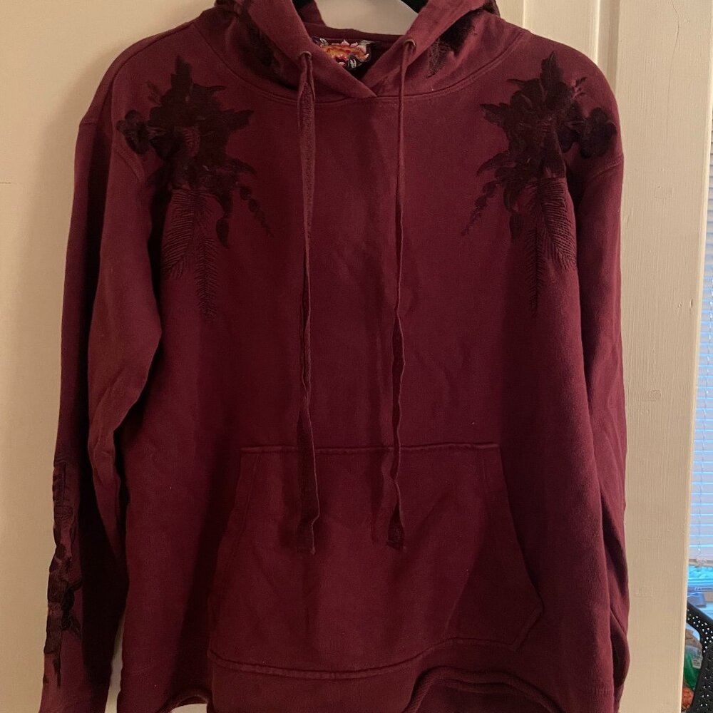 Johnny Was Embroidered Maroon Hoodie